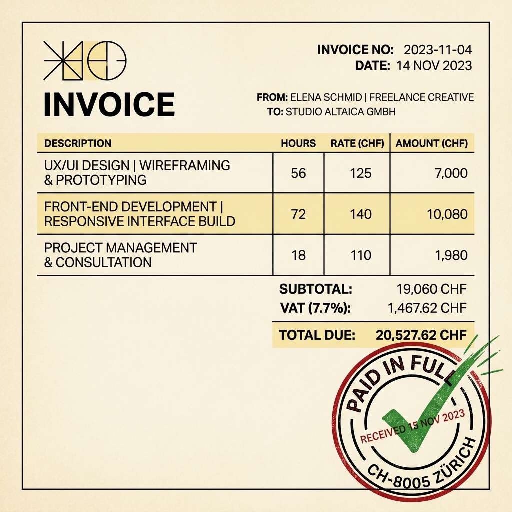 Solo Freelance Invoice and Paid Stamp