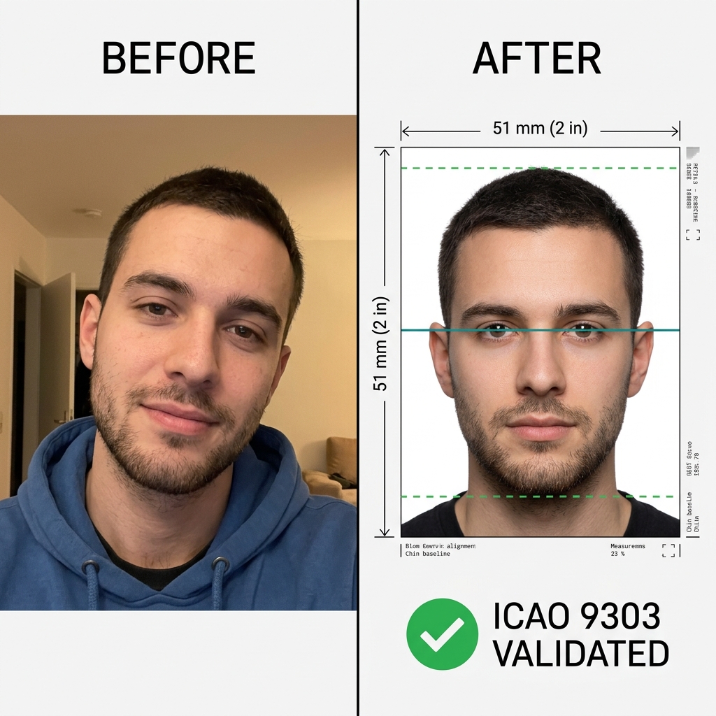 Before and After Biometric Passport Split Screen Transformation