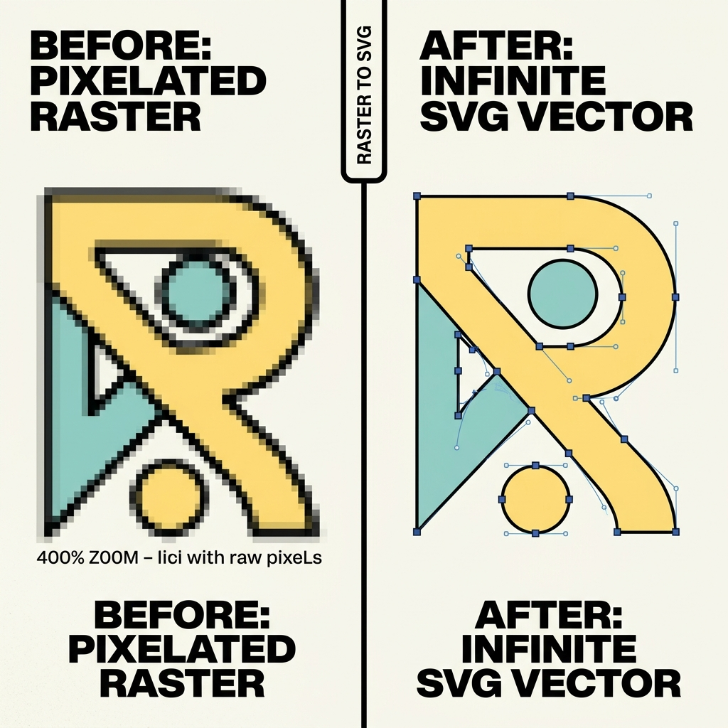 Before and After Bitmap to Infinite SVG Vectorization