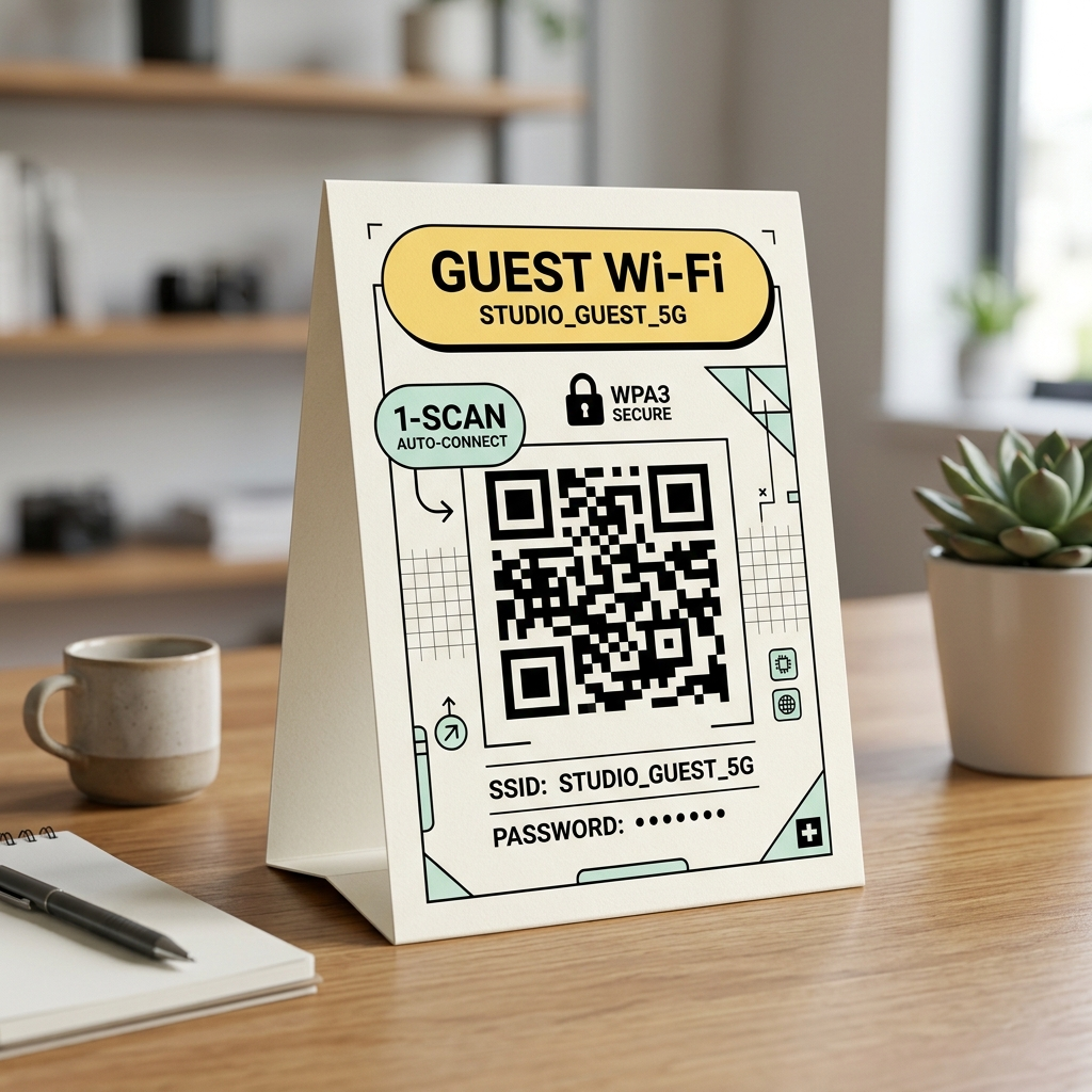 Printable Guest Wi-Fi Tent Stand with Instant QR Scan